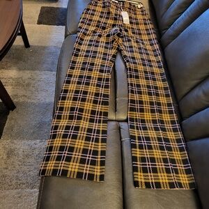 Rebecca Vallance Black and Yellow Plaid Women's Dress Pants